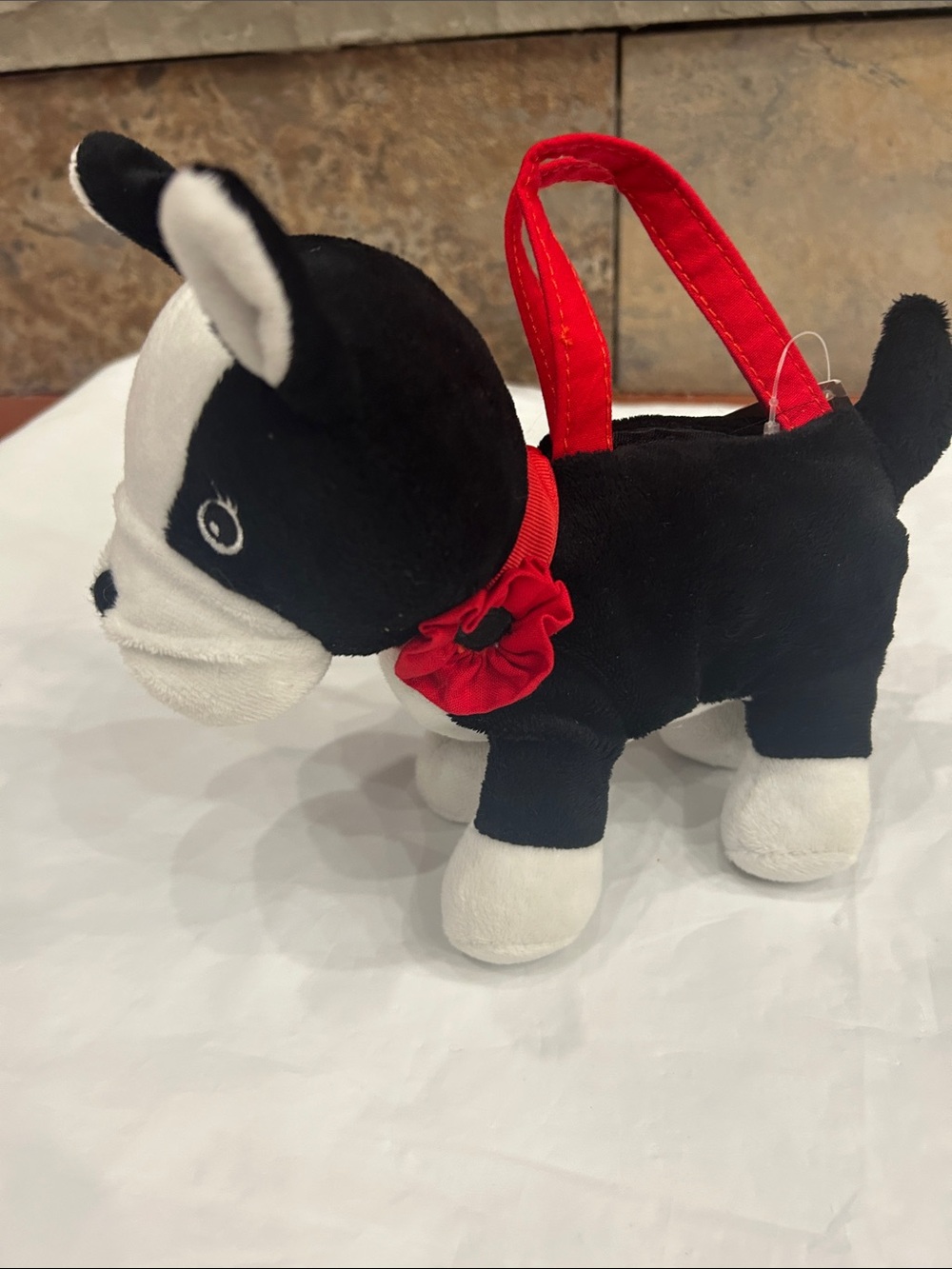 Gymboree Black, White & Red Plush Puppy bag..